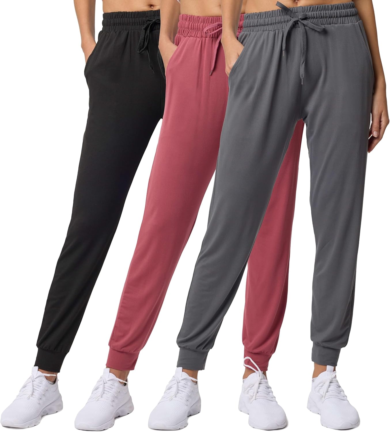 Real Essentials Women's Lounge Joggers - Comfortable Sweatpants with Pockets | Plus Size Available