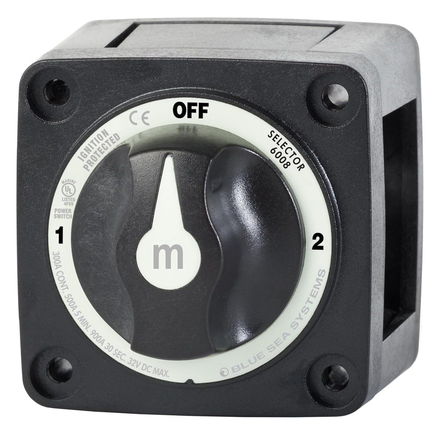 Blue Sea Systems Mini Battery Switch - 3-Position, Black | Durable 6008200 m-Series Design