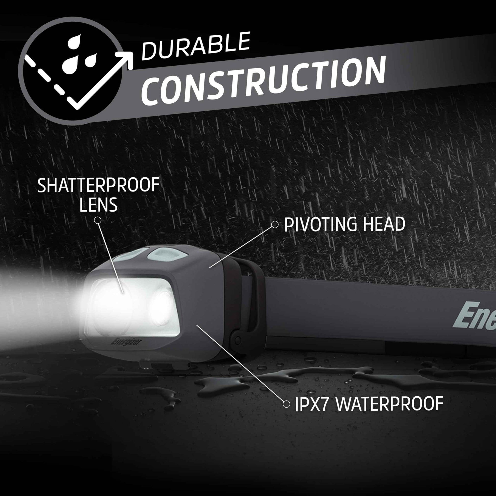 Energizer HDL40 LED Headlamp, 500 Lumen, IPX7 Waterproof, Multi-Colored Headlamp, Hands-Free Light, Batteries Included