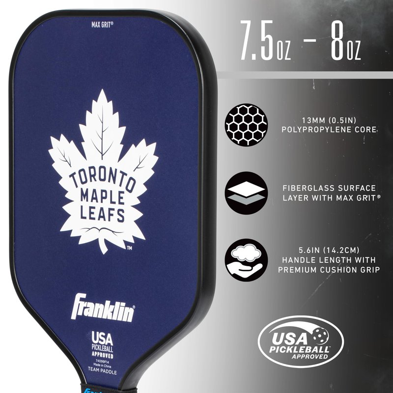 Franklin Sports NHL Toronto Maple Leafs Pickleball Paddle - Official NHL Team Rackets - USAP (USAPA) Approved Premium Quality Pickleball Paddles - Authentic Team Logos + Colors