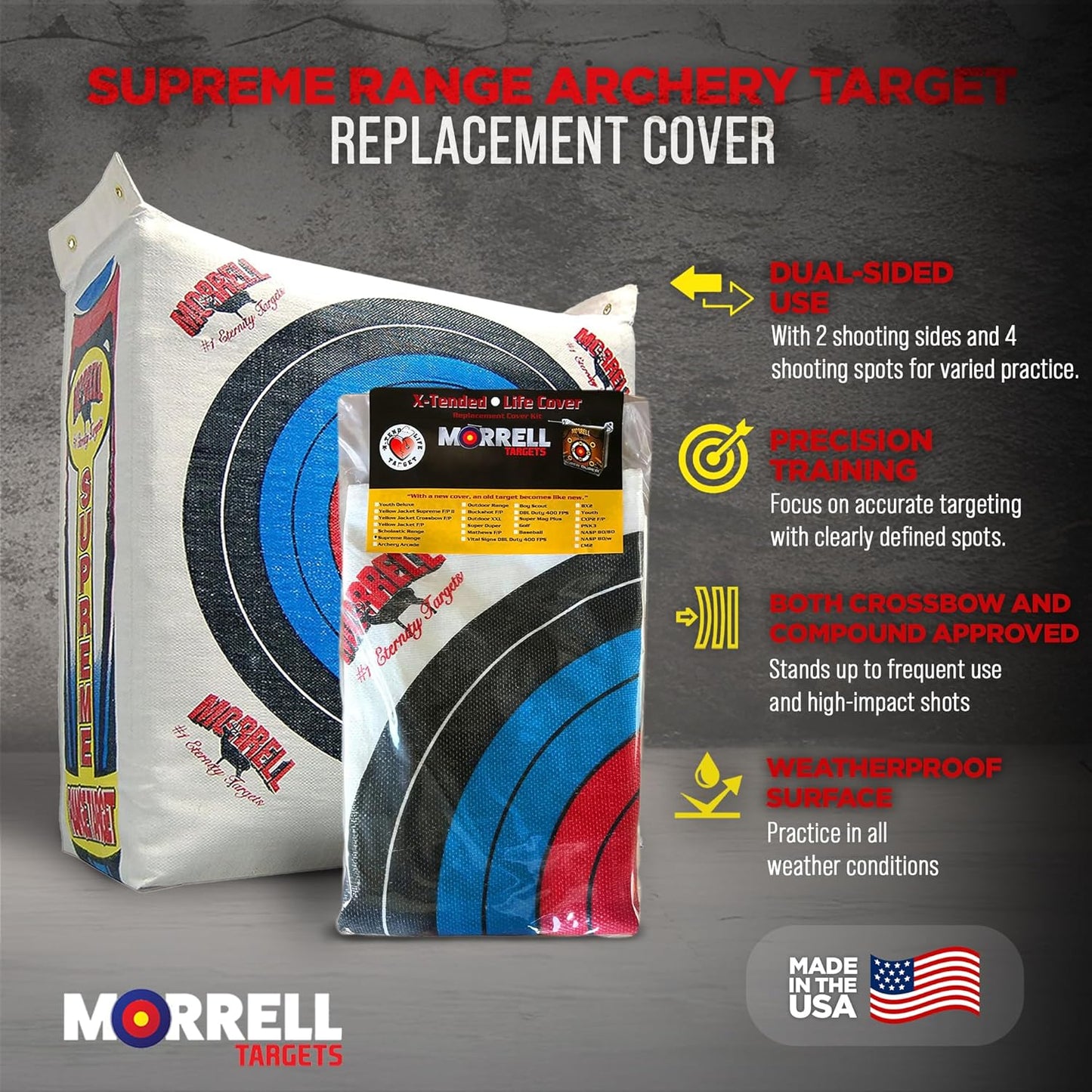Morrell Weatherproof Supreme Archery Bag Target - 2 Shooting Sides, 4 Shooting Spots, White Cover Only