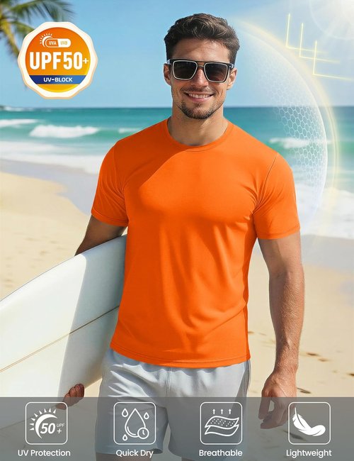MAGCOMSEN Men's UPF 50+ Quick-Dry Athletic T-Shirt - Ideal for Running, Swimming & Workouts