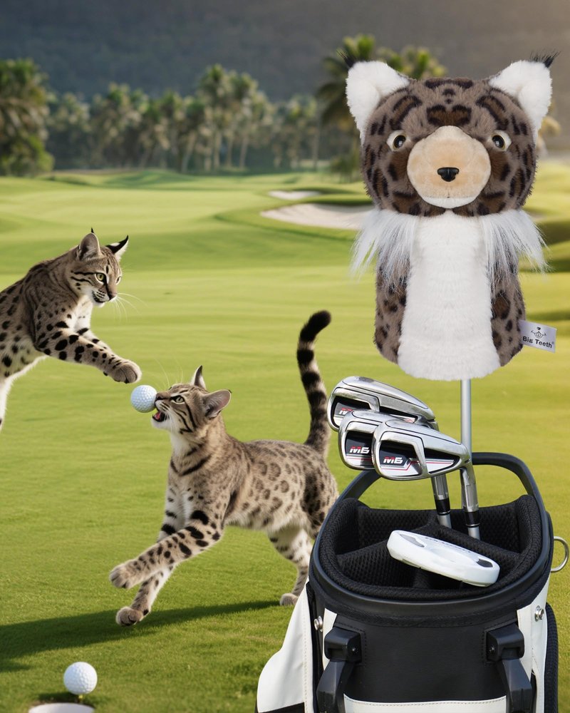 Lynx Animal Golf Club Head Cover Driver Headcover Fairway Wood Headcover Hybrid Club Head Covers, Lynx Woodland Golf Head Covers for Woods and Driver