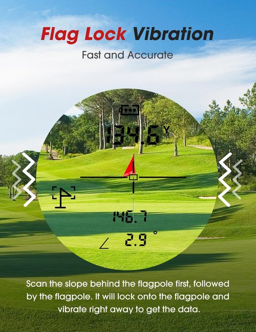 Golf Rangefinder with Slope & Magnet，1300 Yards Range Finder for Golf，Flag Locking Vibration，6-6.5X Magnification & HD LCD，Rechargeable Golf Range Finder