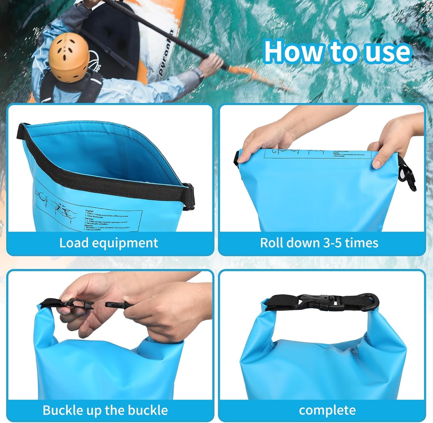 Skiennix Waterproof Dry Bag - 20L Lightweight Storage Backpack with Phone Case | Ideal for Travel, Swimming & Kayaking - Lake Blue