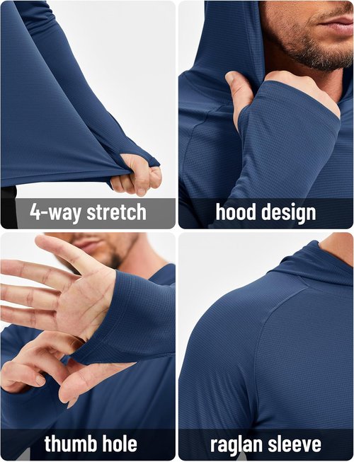 MAGCOMSEN Men's Sun Shirt - UPF 50+ Long Sleeve Lightweight Hoodie for Quick-Dry Performance | Ideal for Hiking & Workouts