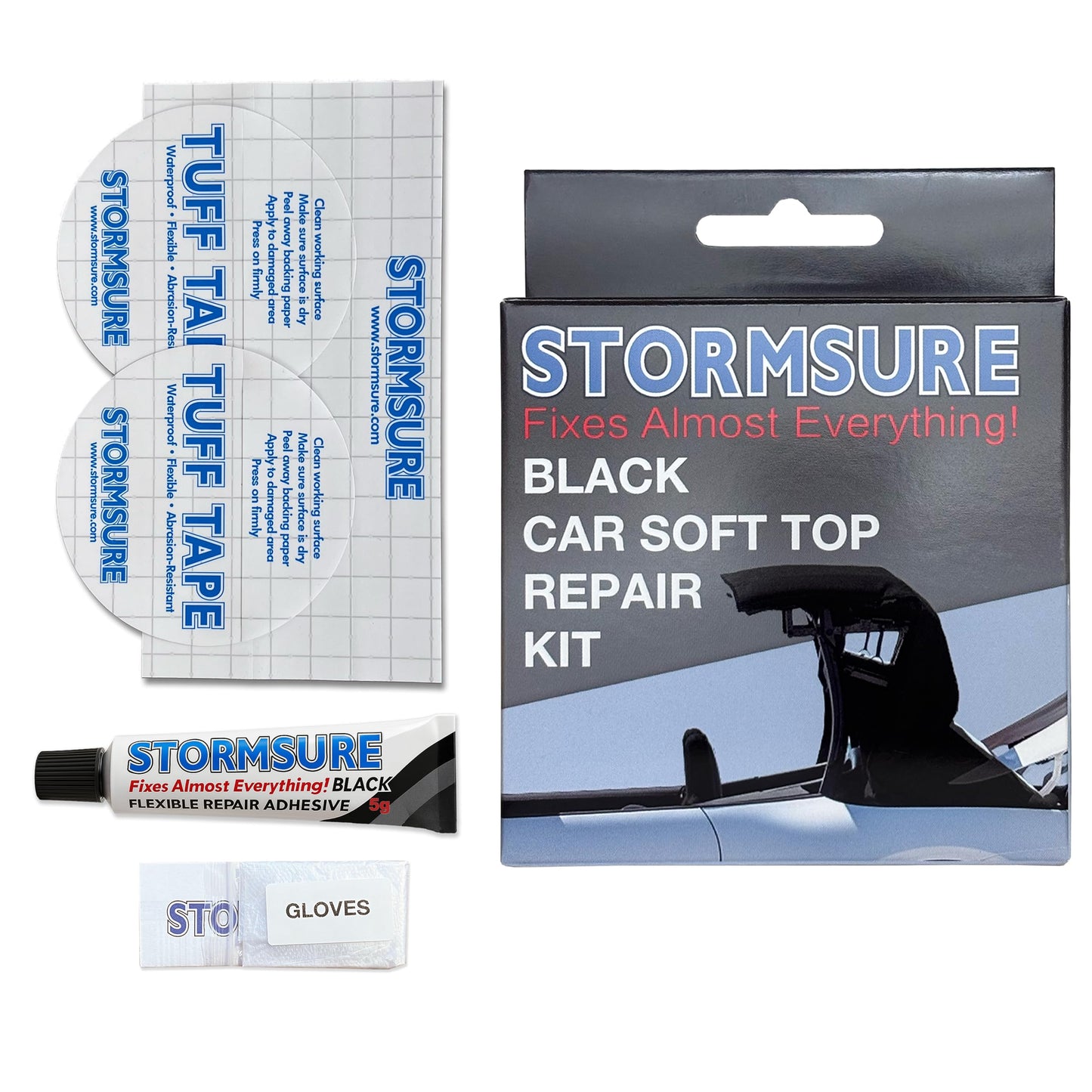 Black Car Roof Repair Kit - Repair Convertible Soft-Top Roof with a Waterproof Solution for Mend Tears and Holes