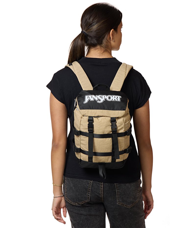 JanSport Mini Skip Pack – Compact Backpack with Main Compartment, Side Water Bottle Pocket, and Zippered Accessory Pocket, Travertine