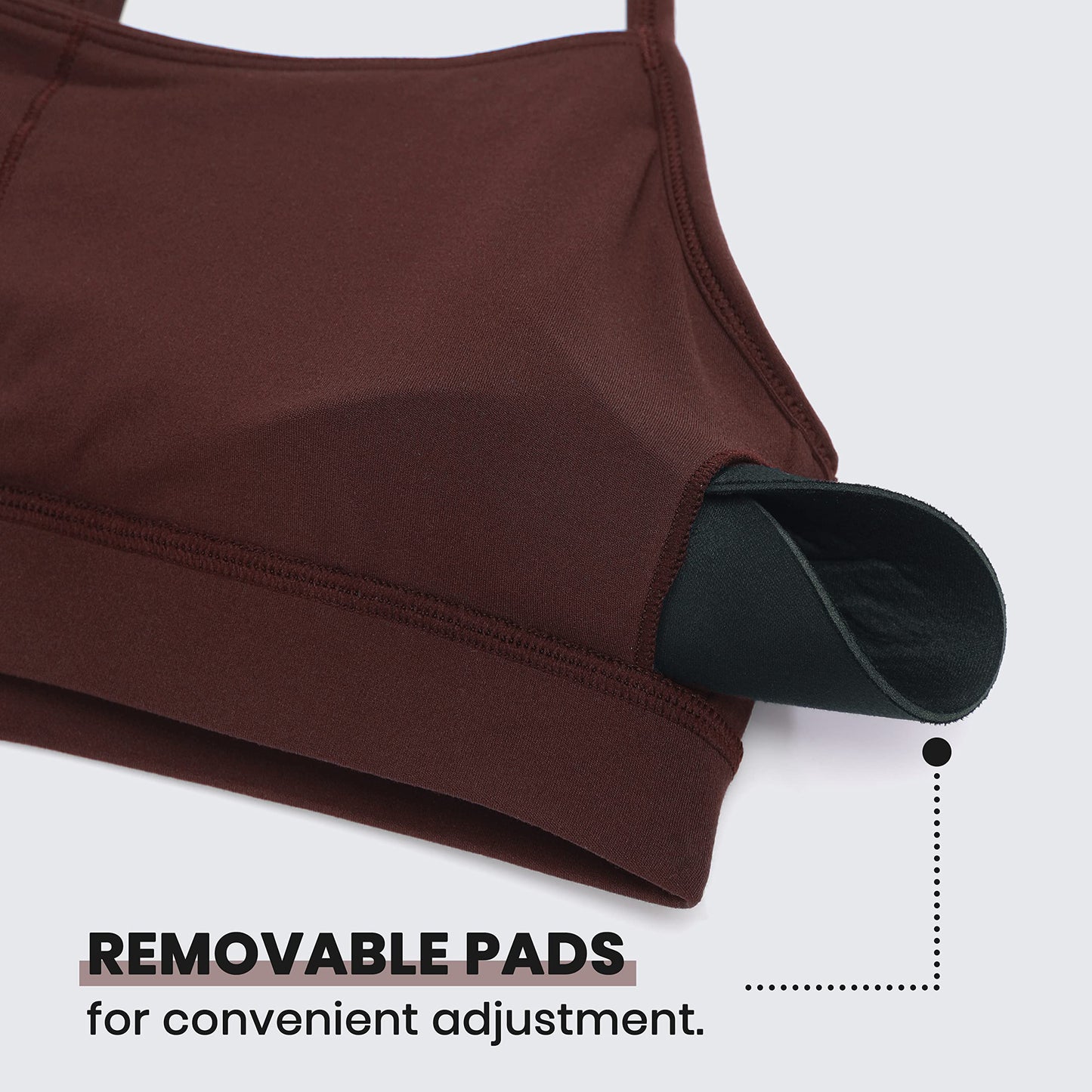 CRZ YOGA Butterluxe Y Back Sports Bras for Women - Padded Racerback Low Impact Spaghetti Thin Strap Workout Yoga Top Taupe Medium