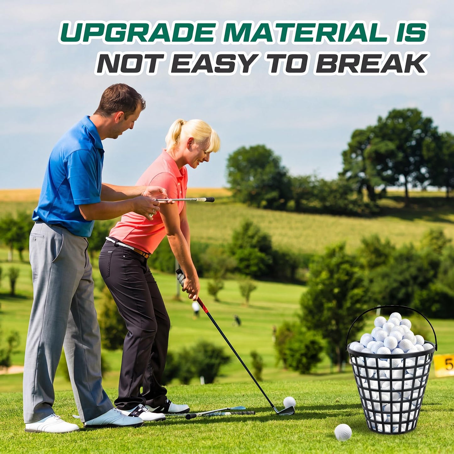 Halloscume Golf Ball Basket, Small/large Can Hold 50/75/100 Balls Golf Container with Handle Holder Contain Stadium Accessories Storage Bucket for Sport Practice
