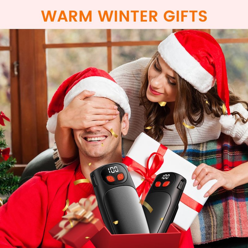BelleRise Hand Warmers Rechargeable 2Pack,Electric Hand Warmer 20Hrs Long Safe Heat with LED Display,5-Heat Settings,Portable Pocket Heater,Hunting Essentials,Gifts for Christmas,Golf Camping（Black）