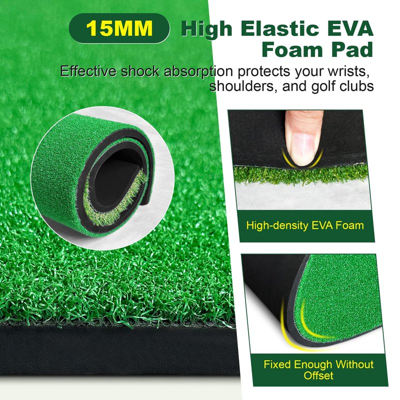 Premium Dual Turf Golf Hitting Mat, 5x4FT Thickened 25mm/50mm Golf Practice Mats Outdoor Indoor, Swing Chipping Training Turf Matt for Backyard, Garage, Driving Range, Gift for Men Dad Golfer