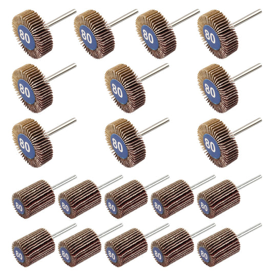 Mixiflor 20 Pcs Flap Wheel Sander Set, 1/8" Shank 80 Grit Flap Wheels for Dremel Rotary Tools