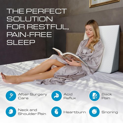 Kolbs Bed Wedge Pillow - Sleep Apnea Relief & Acid Reflux Support | Chic Jacquard Cover, Standard 7.5" Height