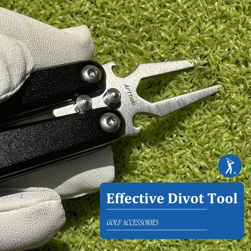 Golf Divot Repair Tool, Stainless Steel Foldable Divot Tool & Golf Divot Tool with Bottle Opener, Golf Accessories for Men and Women, Black
