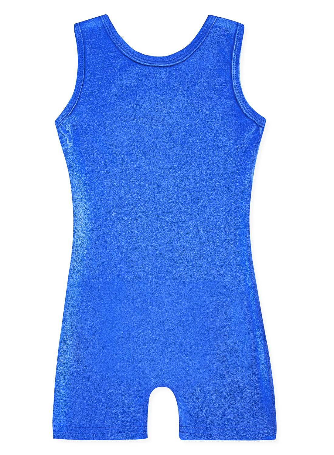 HOZIY Gymnastics Leotards for Girls Size 7-8 Years Little Girl Biketards Unitards Dance Tumbling Outfits Solid Color Blue Sparkly Shiny