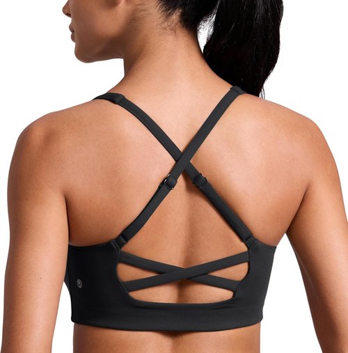 CRZ YOGA Butterlift Sports Bra for Women - Adjustable Cross Back, Wireless & Padded for Pilates & Workouts