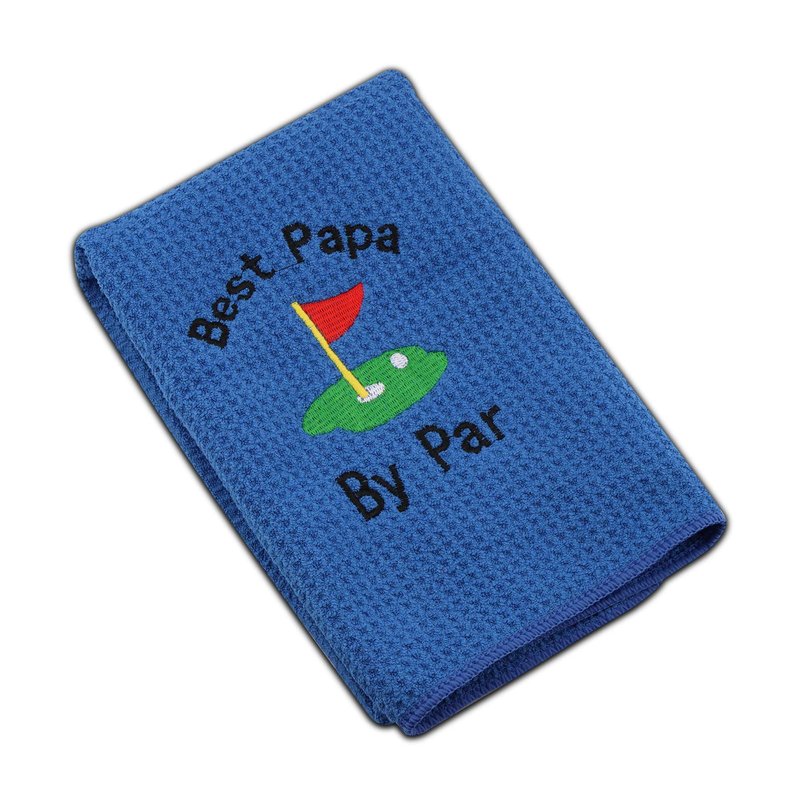 JXGZSO Dad Golf Towel Embroidered Golf Towel Gift Golf Father Gift Embroidered Golf Towel with Clip (-Best papa by par)