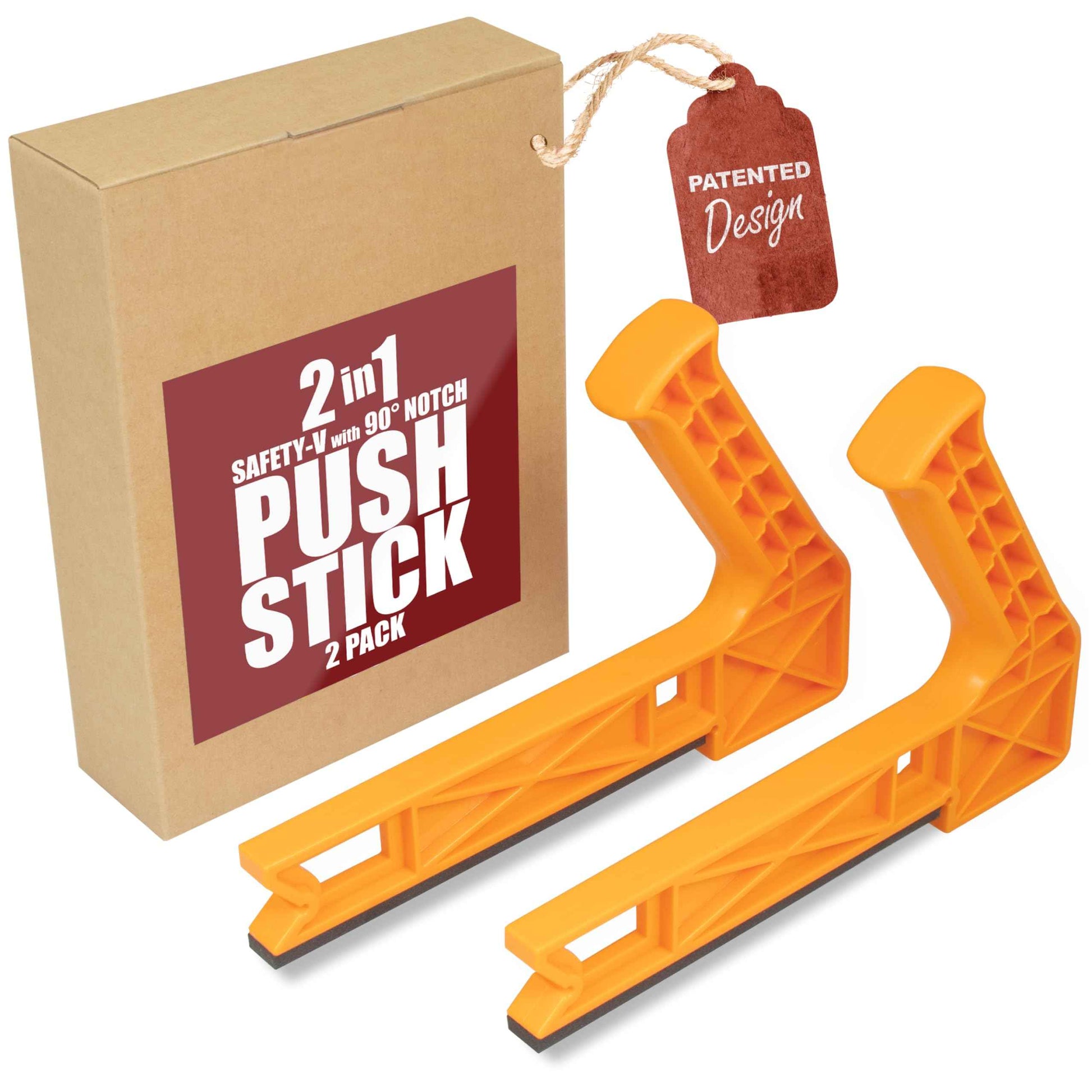Peachtree Woodworking Supply 2 in 1 Safety-V Push Sticks for Table Saw, Band Saw, Jointer & Router Table, Safety Accessories, Safety Tool Wood Pusher Stick, Table Saw Push Stick - Pack of 2