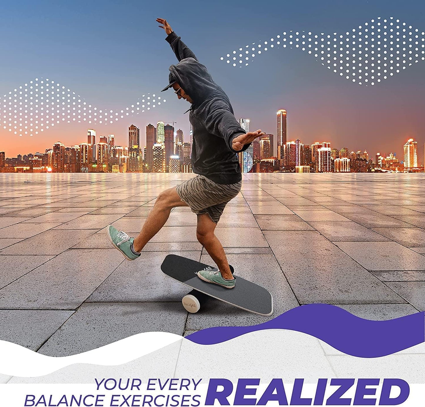 Yes4All Balance Board - Surf Trainer for Core Strength & Balance Control | Adjustable Stoppers