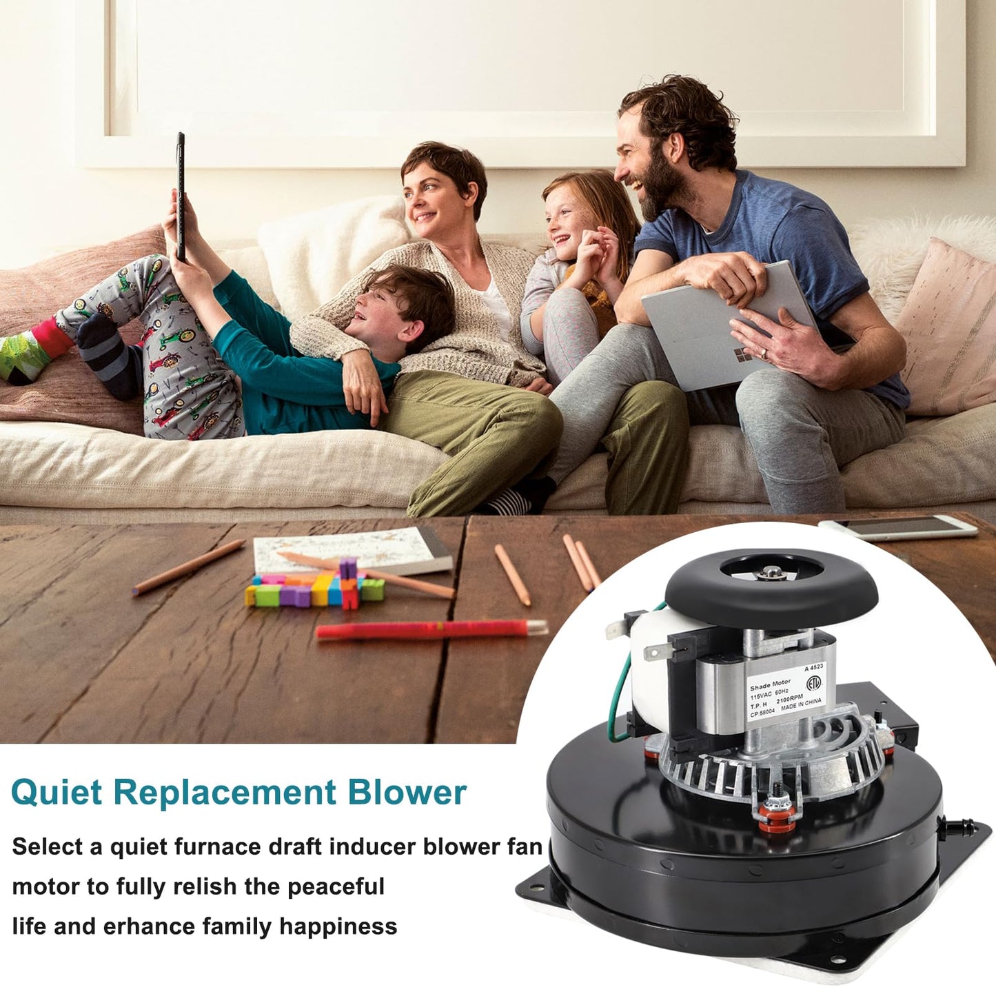 Criditpid Furnace Draft Inducer Blower Fan Motor Replacement for Jakel J238-112-11128, J238-112-11258, Goodman B1859005S, B1859005.