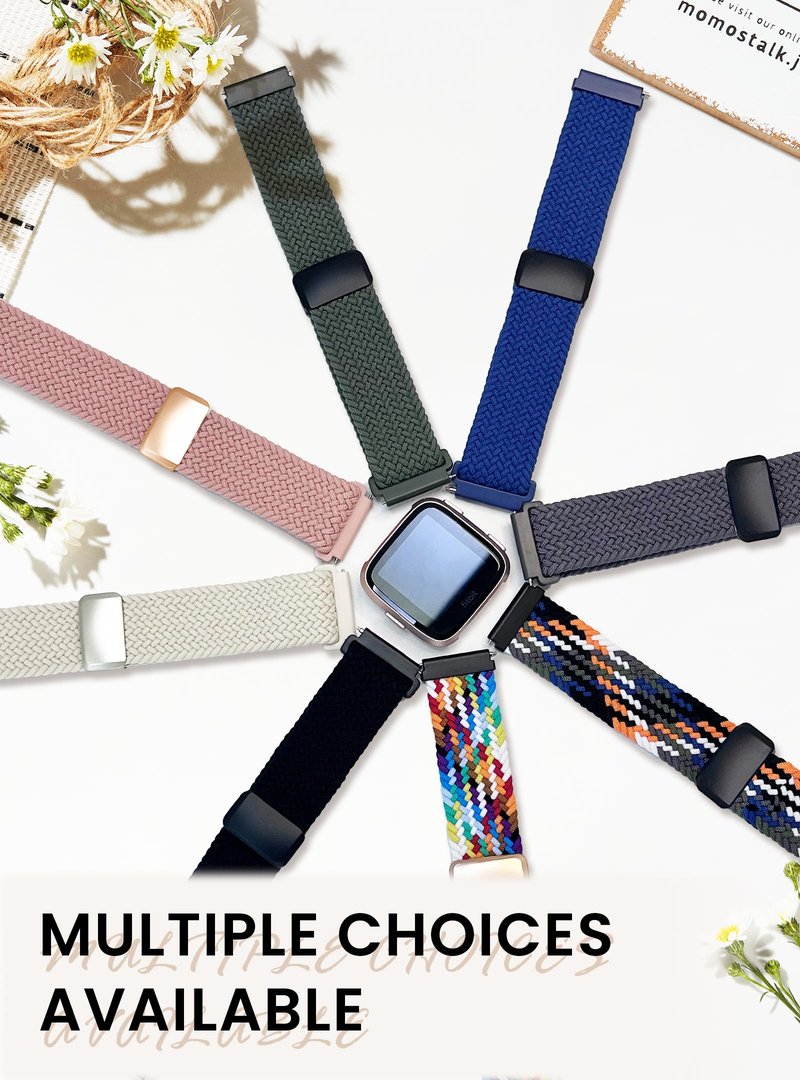 Yeahxing Bands for Fitbit Versa-2 Band - Nylon Braided Stretchy Magnetic Clasp Breathable Replacement Strap for Fitbit Versa 2 / Versa/Lite/SE Watch Accessories for Women Men
