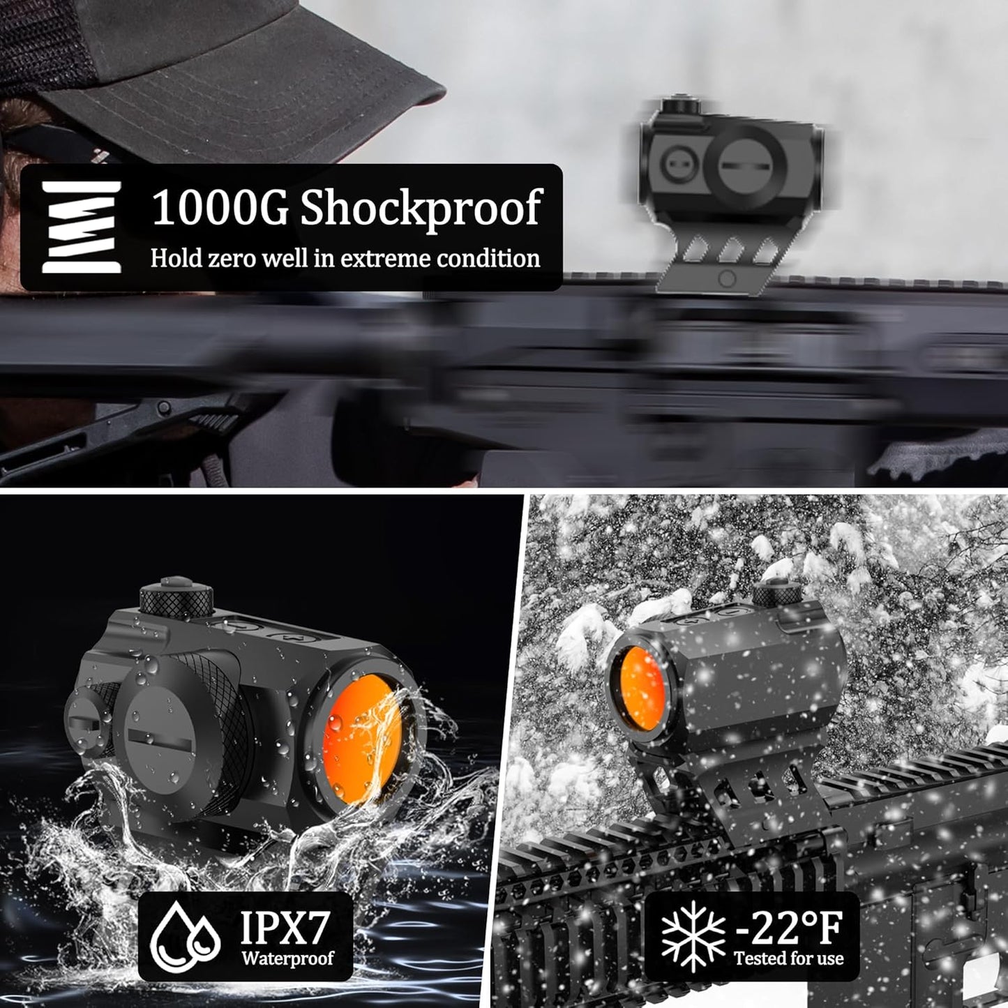 Red Dot Sight - Shake Awake 2 MOA Tactical Rifle Scope with 10 Brightness Settings | Compact 1X20mm Optics