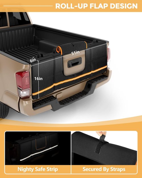 Marscamd Tailgate Bike Pad - Heavy-Duty Protection for Mid-Size Trucks | Fits 51"-55" Tailgates, Holds 5 Bikes, Black