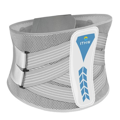 ITHW Adjustable 26° Ergonomic 3D Back Brace for Lower Back Pain Relief | Removable Stays, Breathable Mesh & Invisible Design, Office/Workout Use, Sciatica Relief/Herniated Disc, Unisex (Medium)