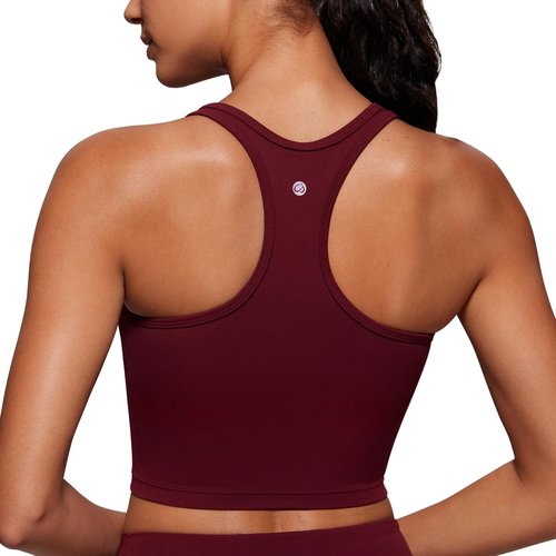CRZ YOGA Butterluxe Racerback Crop Tank Top - Padded Y-Back Design for Comfortable Yoga & Workouts