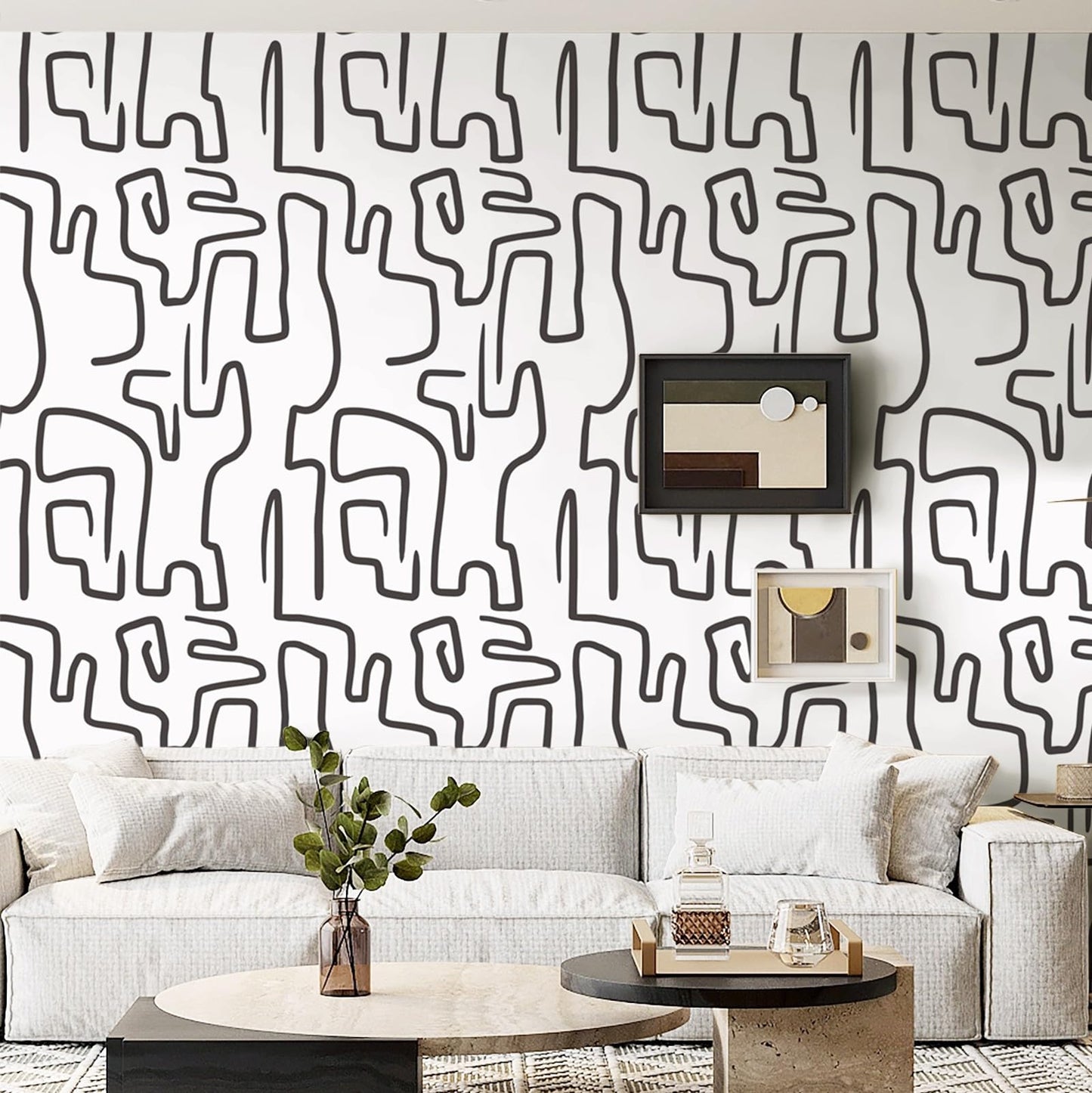 Ismoon 17.3"X118" Unique Black and White Peel and Stick Wallpaper Scribbles Wallpaper Modern Abstract Contact Paper Removable Self-Adhesive Wall Paper for Home Decoration Vinyl Film Roll