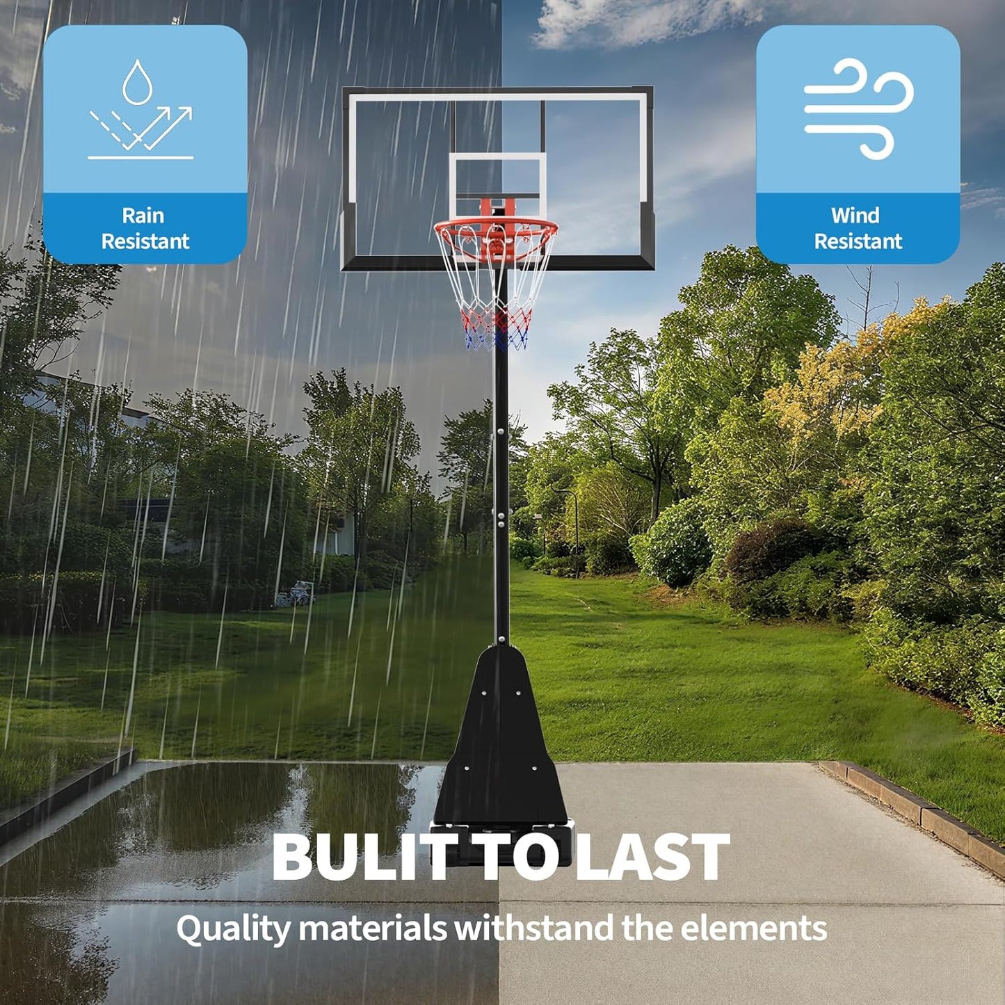 Skiennix Adjustable Basketball Hoop - 4.9-10FT Height with Mobile Stand & Weighted Base | Ideal for Youth & Adults