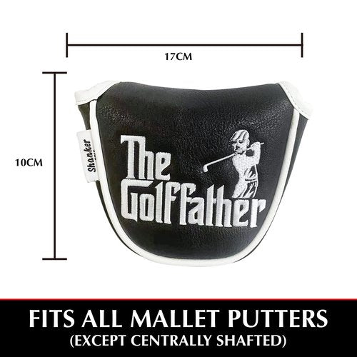 Shanker Golf Putter Headcover - The Golf Father Mallet Putter Cover - Funny Golf Club Cover for a Golf Lover - Tour Grade PU Leather, Waterproof, Soft Lining, Embroidered Logos