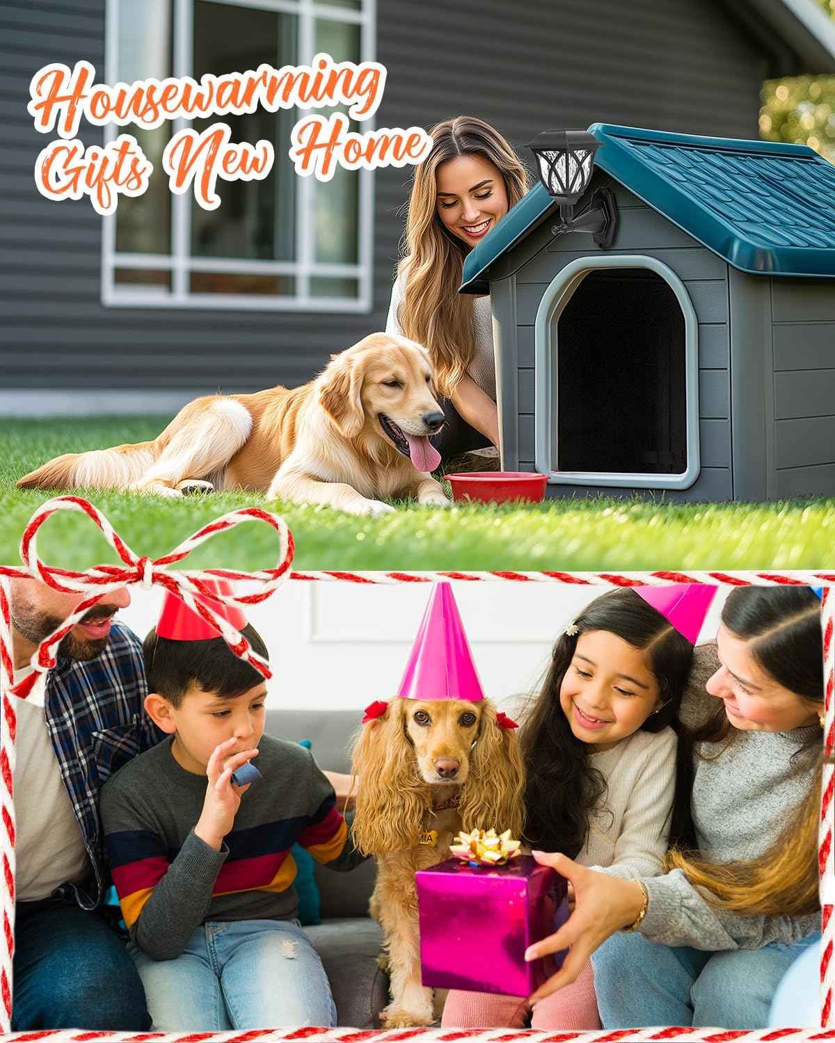 TISEJOY Solar Wall Lantern Dog House Lights, Waterproof Solar Powered Decorative Lights for Pet House, Fence, Garden, Shed and Backyard (2 Pack)