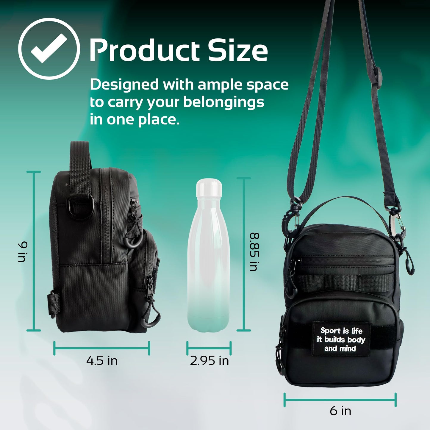 YOLISNOR Magnetic Gym Bag - Magnetic Water Bottle Holder for Men and Women with Water cup mobile phone holder for Carrying Bottle, Keys, Phone Accessory Organizer Compartments for Sports