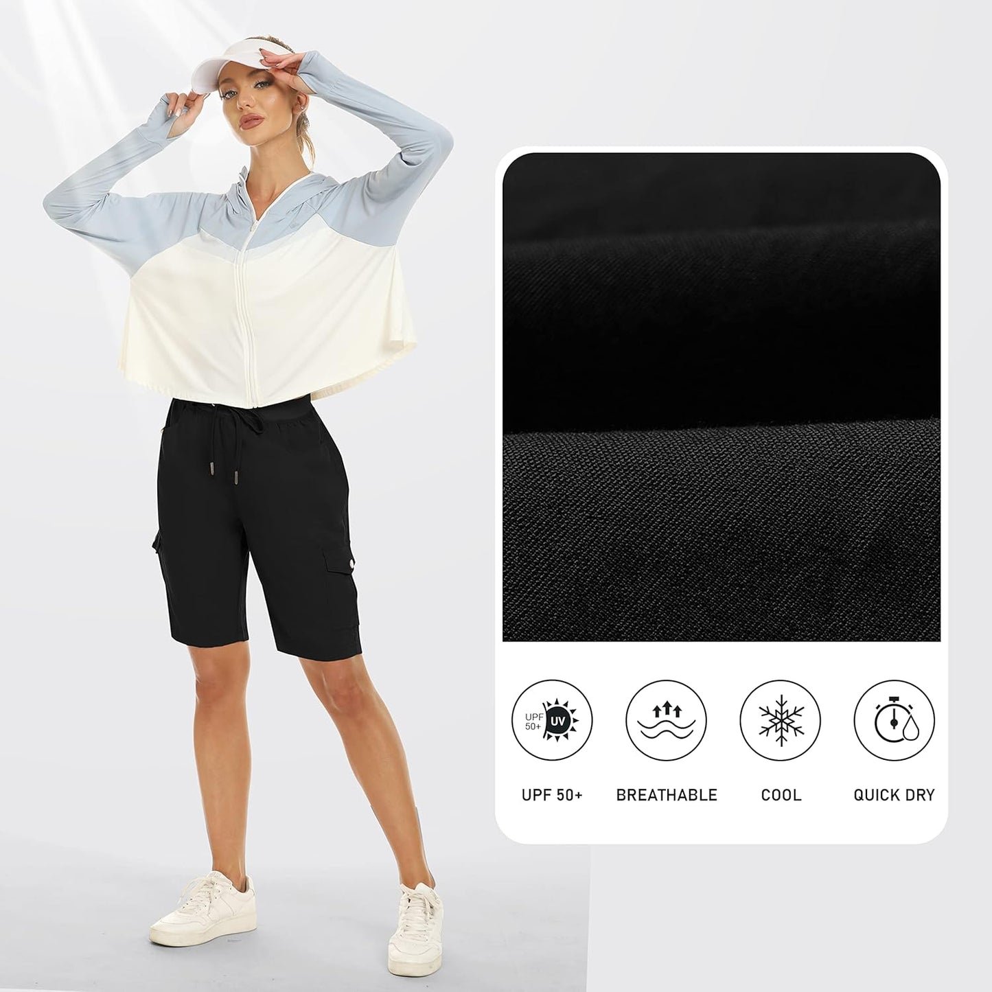 MoFiz Women's Hiking Cargo Shorts - Lightweight Quick-Dry Design with 6 Pockets | Perfect for Summer Travel