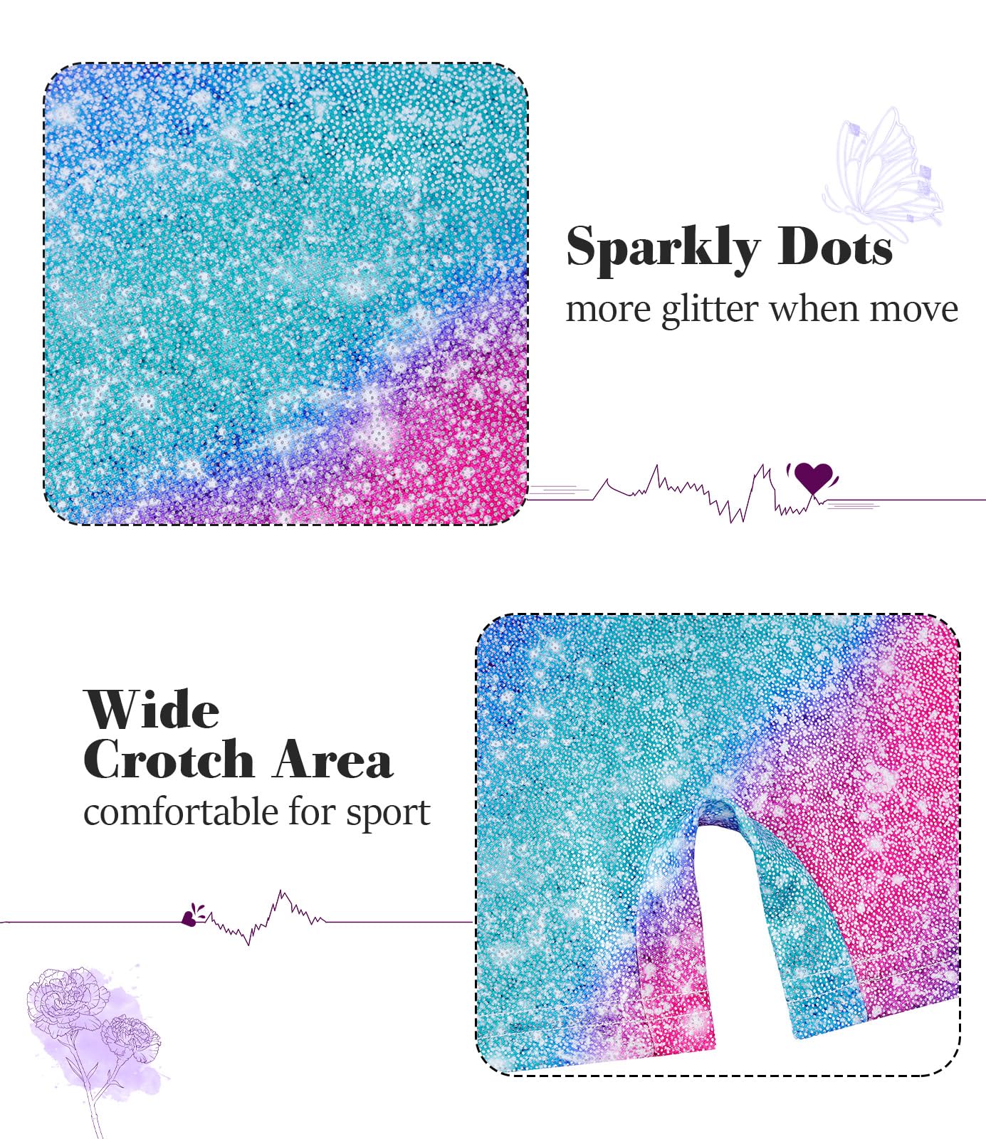 Vogseek Sparkly Gymnastics Leotards for Girls 4 5Y Blue Purple Biketards