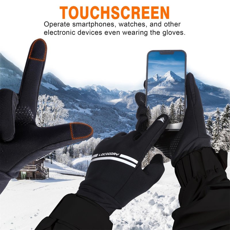 LOCOODAY Winter Gloves for Men Women - Windproof,Anti-Slip,Warm,Soft,Touch Screen,Splash Proof Gloves for Driving,Running