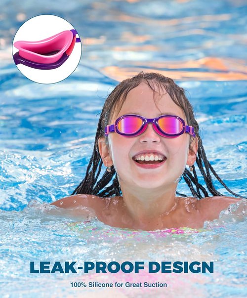 Aegend Swim Goggles for Kids 6-11 | Polarized Anti-Fog UV Protection Pool Goggles