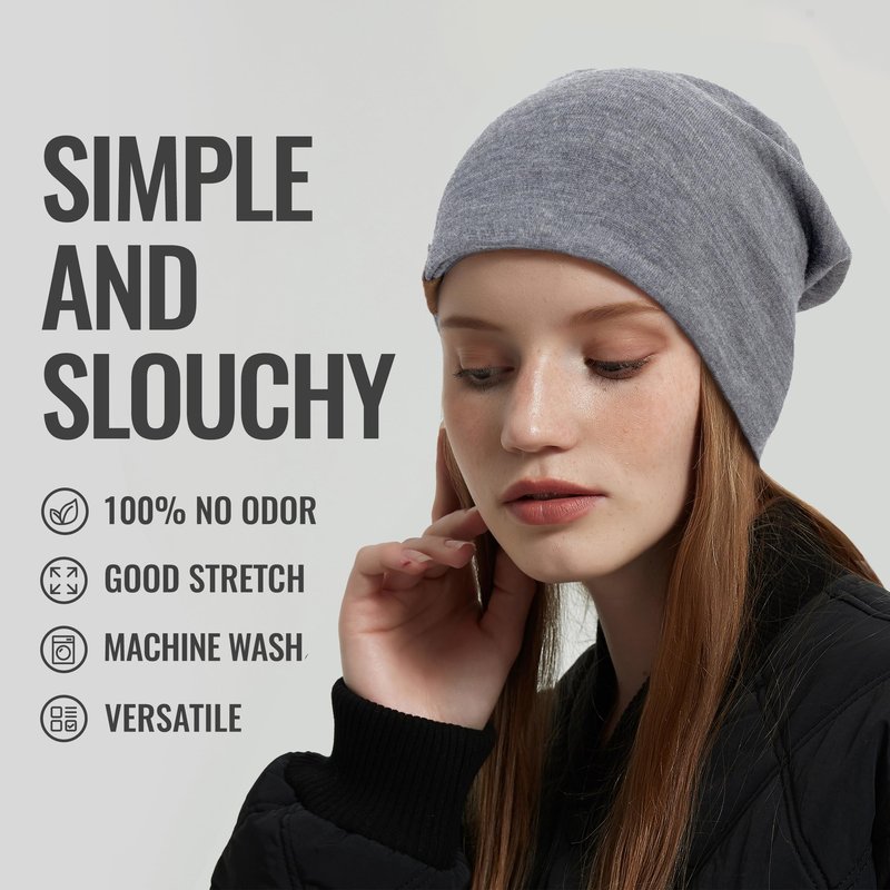 ACUSHLA 100% Merino Wool Cuff Beanie for Men & Women Knit Winter Hat Unisex Watch Cap Skull Wrap for Cold Weather, Mid-Grey