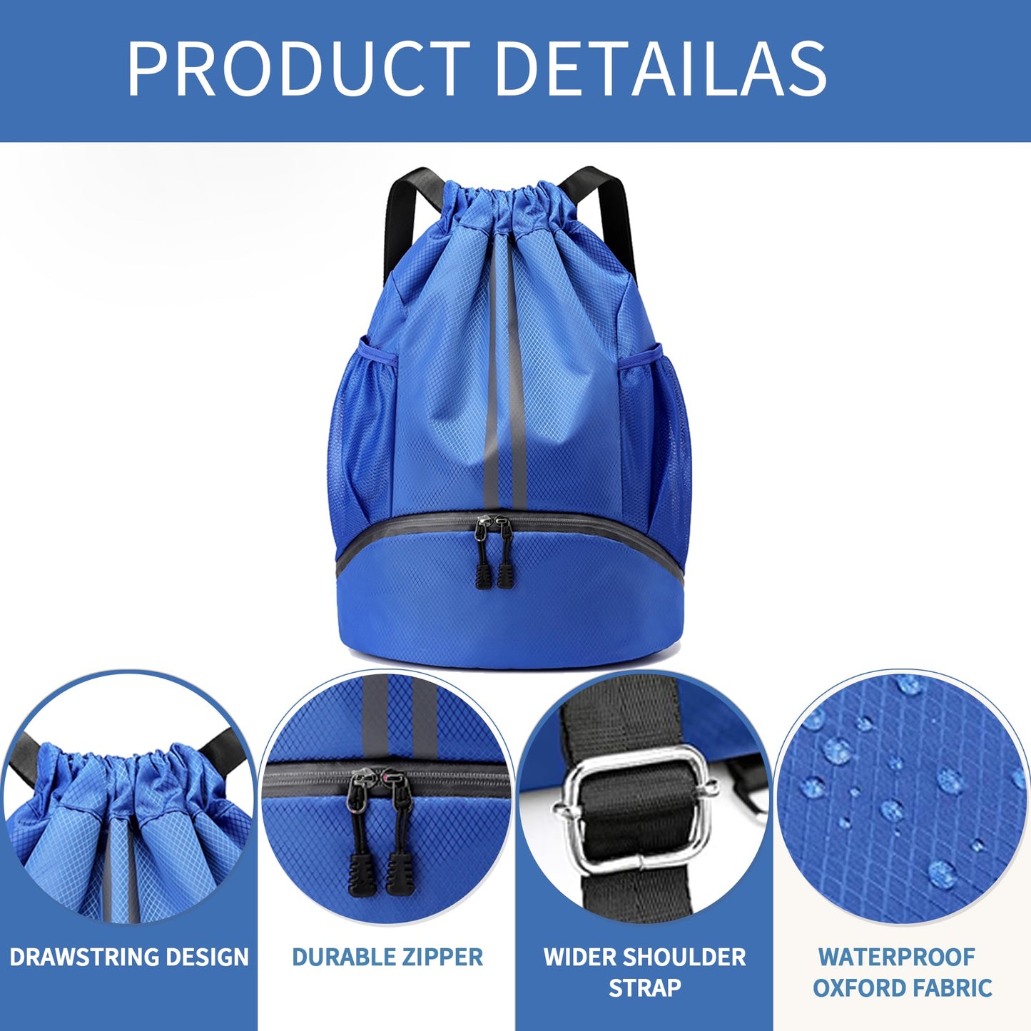 JELUTAR Soccer Bag, Drawstring Soccer Backpack with Shoe Compartment