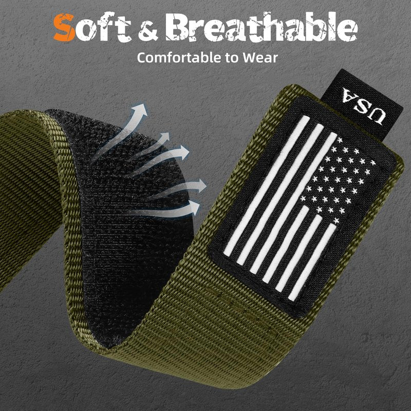 22mm Quick Release Watch Band Compatible With Garmin Vivoactive 4 Watch Bands/Venu 3/Venu 2, Rugged Nylon Adjustable Stars-Stripes Flag Strap Replacement for Forerunner 265/255/255 Music Men Women