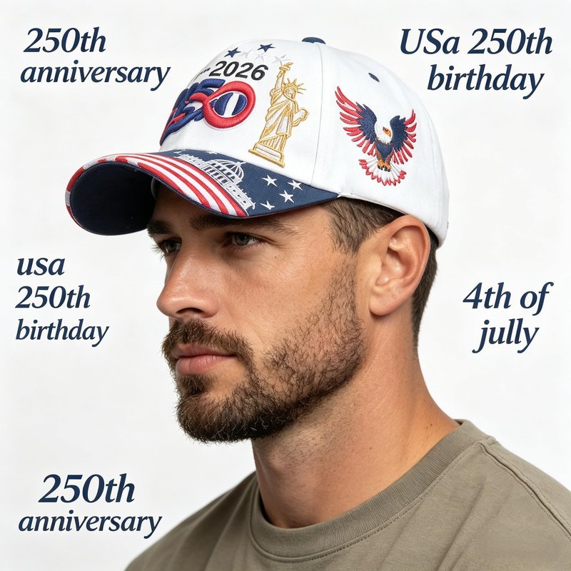 COOLQYANG American 250th Anniversary Embroidered Baseball Cap, Patriotic Red White Blue USA Flag Hat, July 4th Independence Day Souvenir Memorial Gift