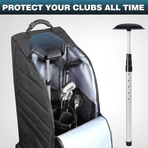 CHAMPKEY Professional Golf Travel Bag Support Rod - Sturdy Aluminum Alloy Golf Support System - Rubber Top Cover Golf Support Stick(Black)