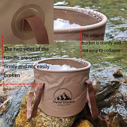 Collapsible Bucket，Folding Bucket，Suitable for Camping Fishing Hiking Gardening car Washing(Coffeecolour, 20L)