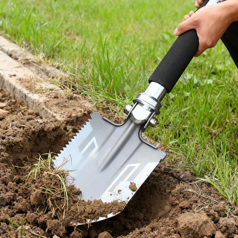 Goutime Tactical Shovel,Folding Survival Shovel for Camping Hiking with Storage Bag,Heavy Duty E-Tool Digs Dirt, Sand, Mud, Portable Shovel for Beaching, Fishing, Gardening