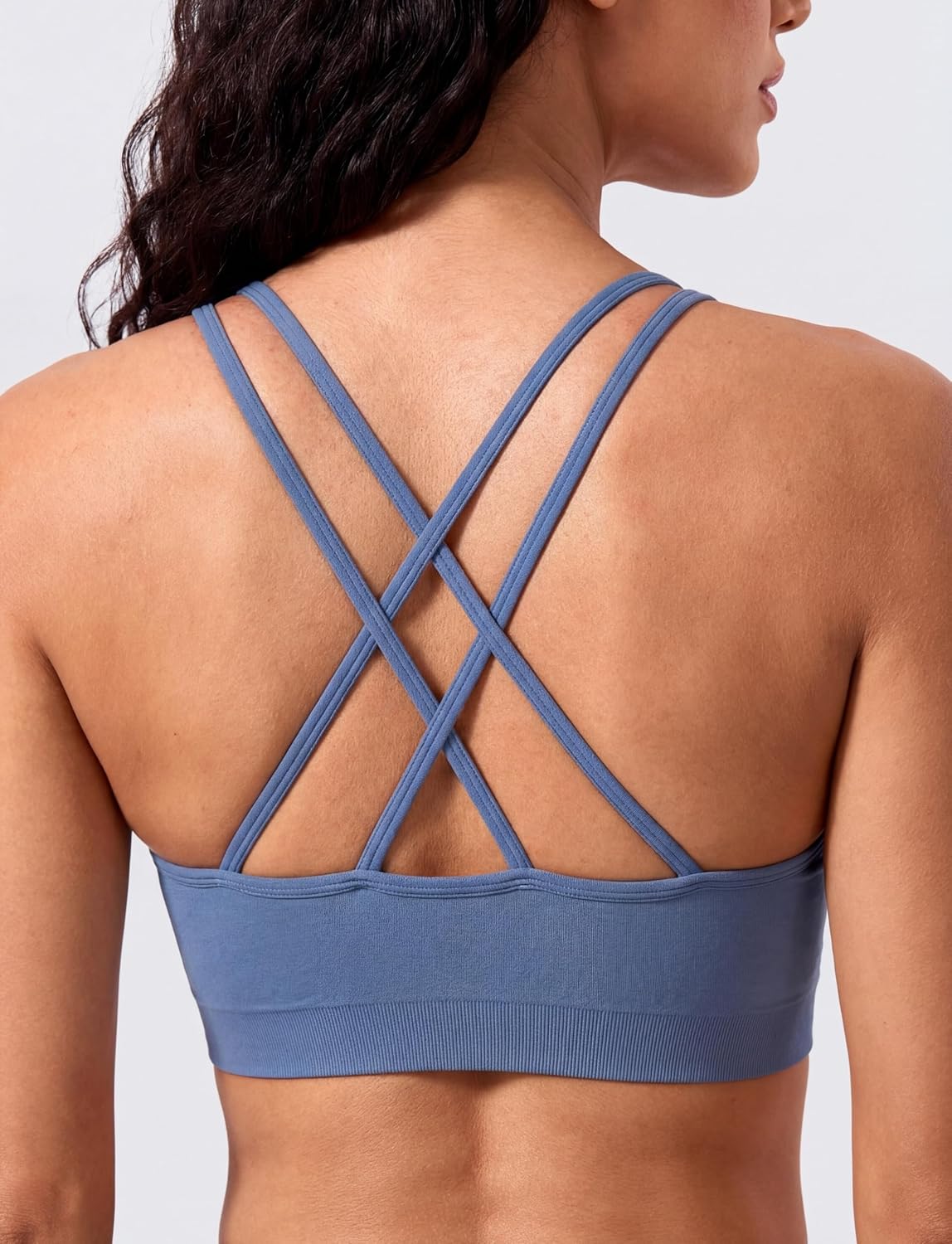 WANAYOU Sports Bras for Women - Strappy Cross Back Design | Padded Medium Support for Yoga & Gym (3 Pack)