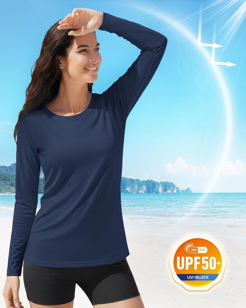 Boladeci Women's Sun Shirts - UPF 50+ UV Protection Long Sleeve Rash Guard | Quick Dry Lightweight Workout Tops