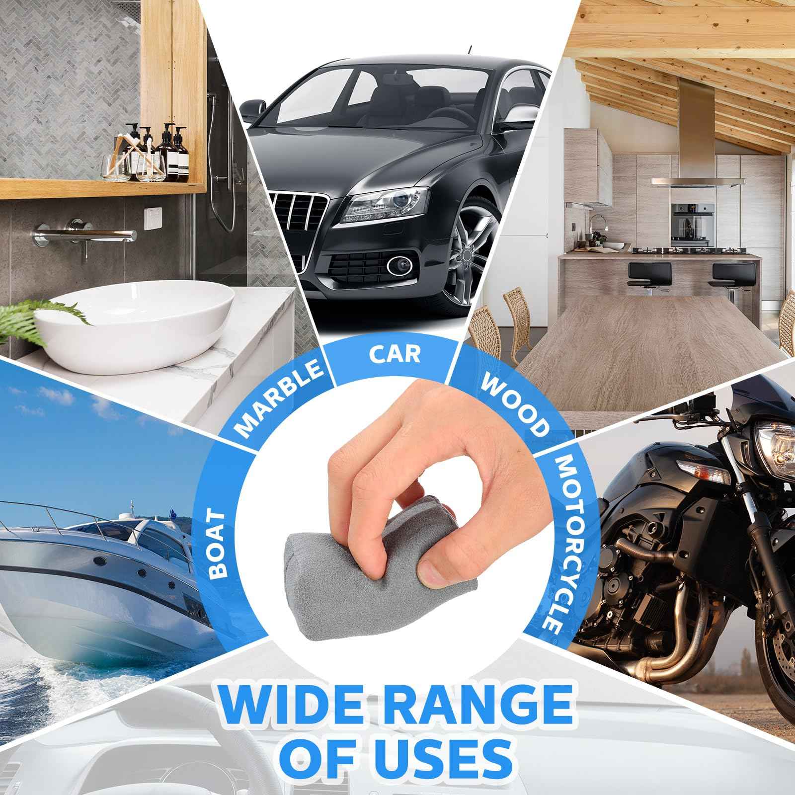 Riakrum 18 Pack Microfiber Applicator Pads Suede Car Detailing Sponge Ceramic Coating Applicator Pads Coating Sponge for Cars Graphene Metal Plastic Trim Ceramic Spray Applying Wax