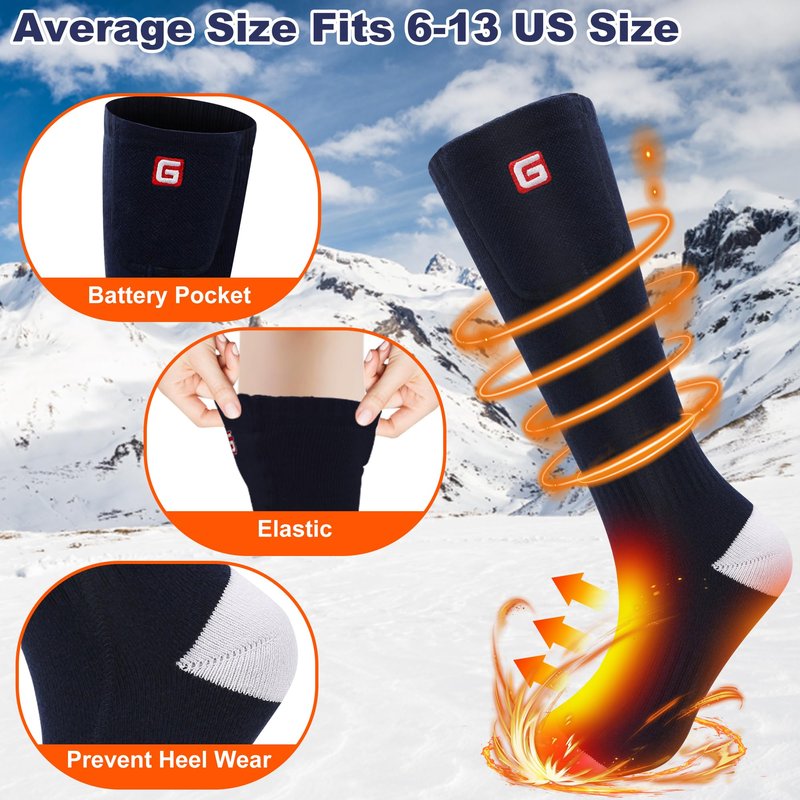 CODSOK Heated Socks Rechargeable Electric 3.7V 4000mAh Winter Navy Socks Cold Foot Warmers for Cycling Skiing Fishing Dog Walking Hiking Camping
